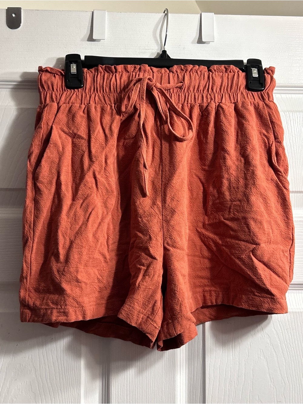 Women's Elastic-Waist Drawstring Shorts - Rust Orange